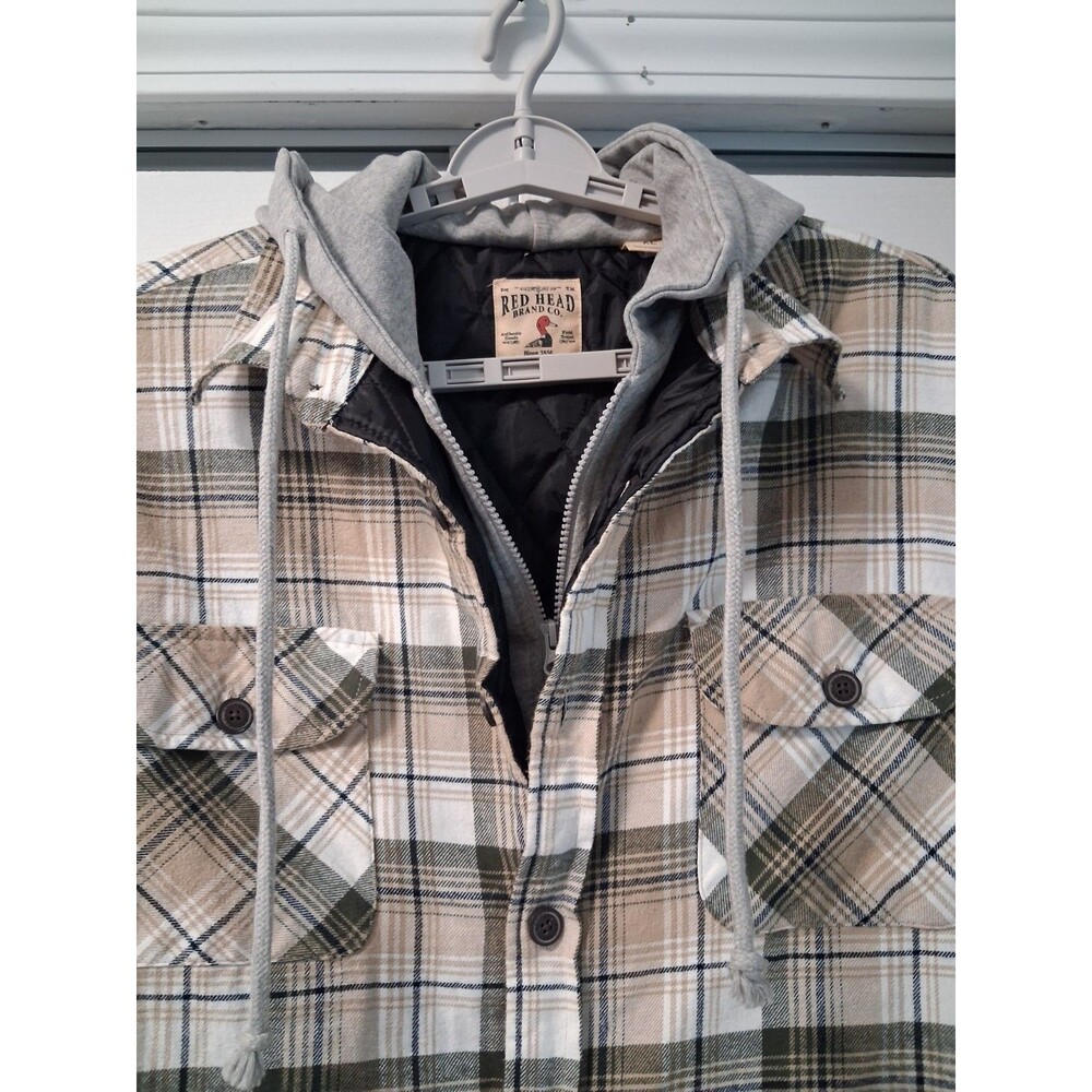 Red Head Brand Co. Men's Plaid Quilted Lined Hooded Flannel Shirt/Jacket XL